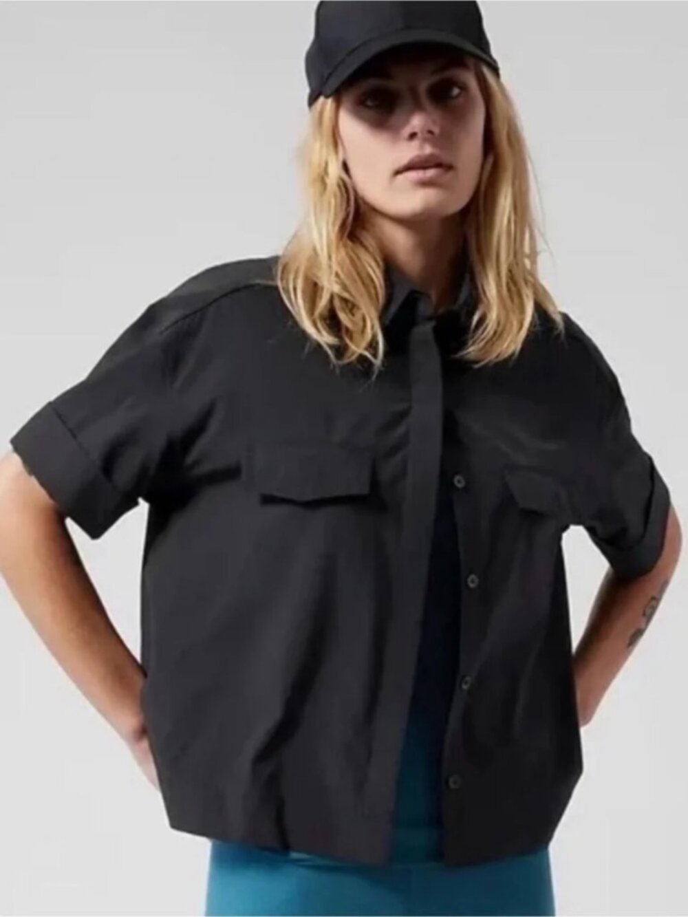 Athleta Hike Packable Top L Black